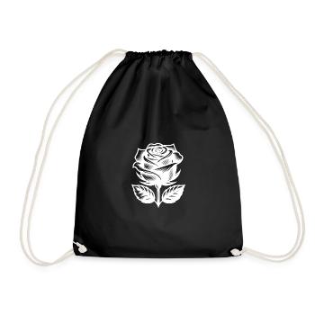 Dekorative Rose Stilvolles Rosenmotiv - Turnbeutel - Schwarz - Vorne