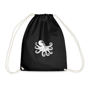 Huge octopus with eight arms - Drawstring Bag - black - Front