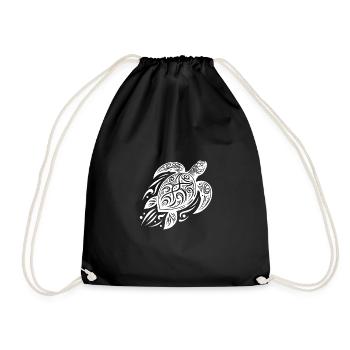 Powerful Pacific Turtle Meets Tribal - Drawstring Bag - black - Front