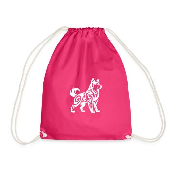 Loup avec motif tribal Mystic Husky Dog - Sac de sport léger - fuchsia - Devant