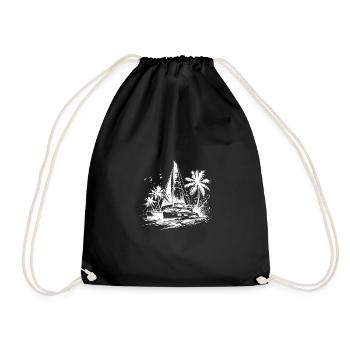 Catamaran double coque voilier palmiers des Caraïbes - Sac de sport léger - noir - Devant