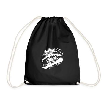 Powder snow and snowboarding - Drawstring Bag - black - Front