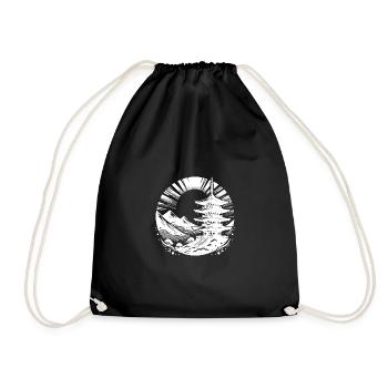 Japanese tradition with mountains in the background - Drawstring Bag - black - Front