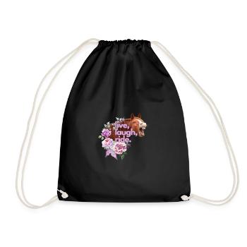 live laugh ride repeat - Drawstring Bag - black - Front
