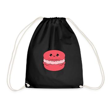 cute smiling macaron, sourire doux, mignon - Sac de sport léger - noir - Devant