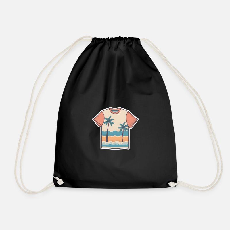 Beachfront Bliss - Drawstring Bag - black