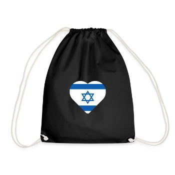 Israel heart flag - Drawstring Bag - black - Front