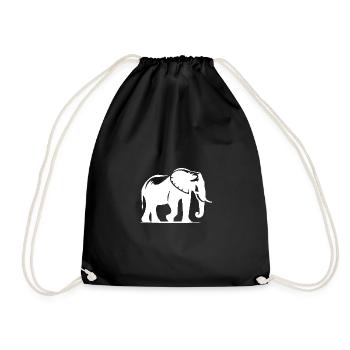 Elephant silhouette portrait with tusks - Drawstring Bag - black - Front