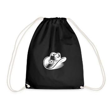 Stylish classic cowboy hat in western style - Drawstring Bag - black - Front