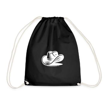 Classic cowboy hat illustration in western style - Drawstring Bag - black - Front