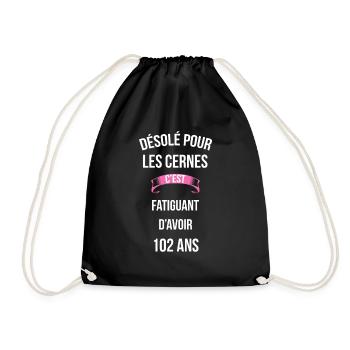 cernes c'est fatiguant 102 ans - Sac de sport léger - noir - Devant