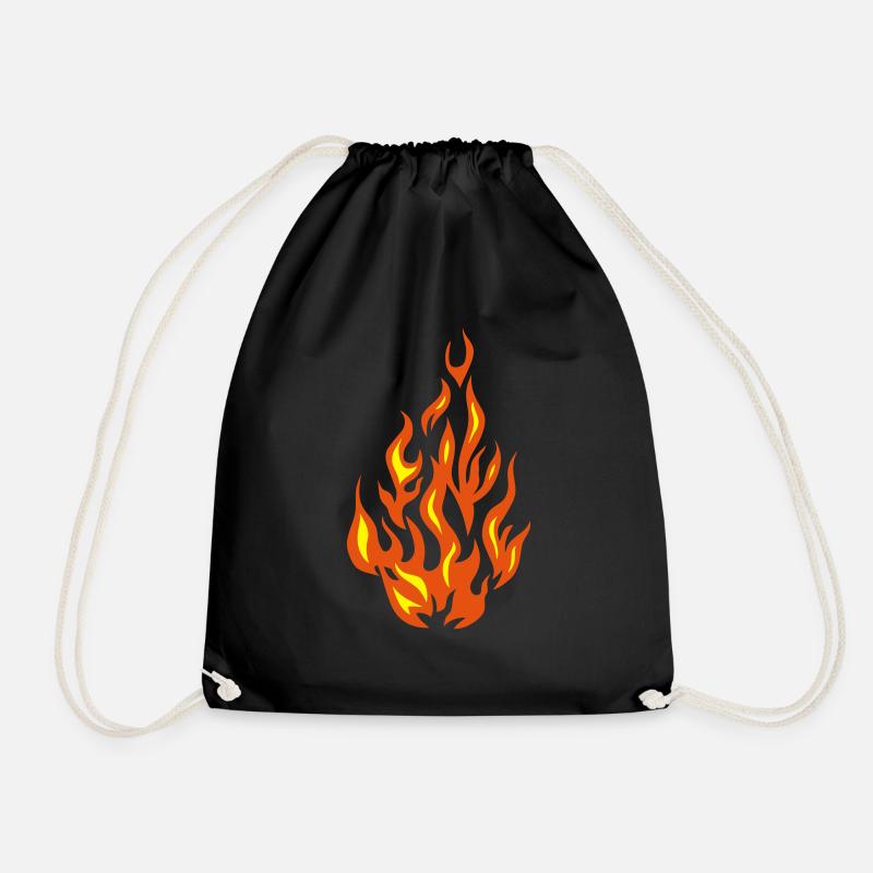 fire flame flame - Drawstring Bag - black