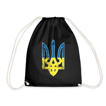 Blau Gelb Wappen Geschenk Ukraine Ukrainer - Turnbeutel - Schwarz - Vorne