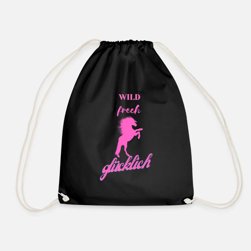 wild frech glücklich - Turnbeutel - Schwarz