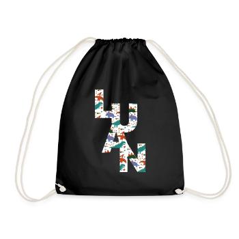 LUAN - Beautiful boy name with cute dinosaurs - Drawstring Bag - black - Front