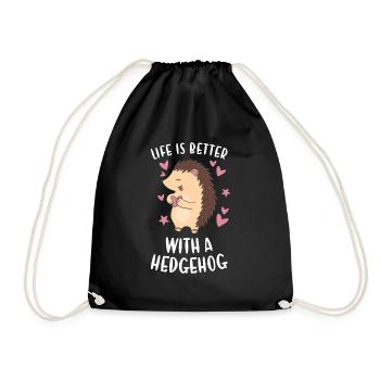 Hedgie Life Is Better With A Hedgehog Hedgehog - Drawstring Bag - black - Front