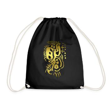 Ornament - Ethno GOLD - Drawstring Bag - black - Front