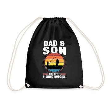 Vater Angler Vater & Sohn Söhne Geschenk - Turnbeutel - Schwarz - Vorne