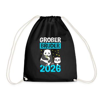 Großer Bruder 2026 - Panda neues Baby Familie Gesc - Turnbeutel - Schwarz - Vorne