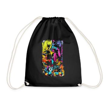 Graffiti style Splash hip hop colors painter color - Drawstring Bag - black - Front