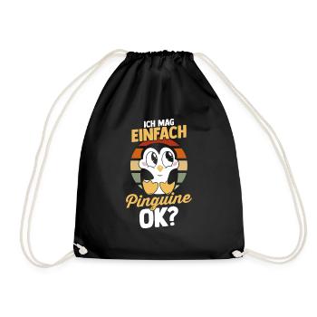 Pinguin - Turnbeutel - Schwarz - Vorne