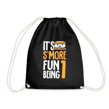 S'more Campfire Marshmallow Camping - Drawstring Bag - black - Front