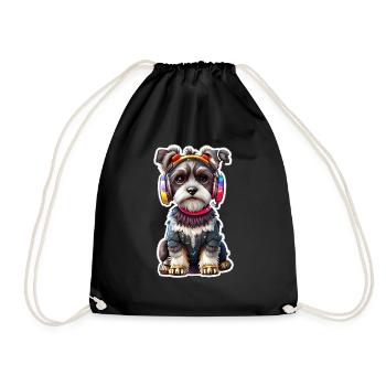 Cooler chilliger Hund - Turnbeutel - Schwarz - Vorne