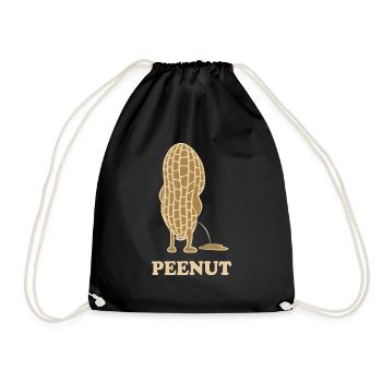 PeeNut - a peanut needs to pee, pun - Drawstring Bag - black - Front