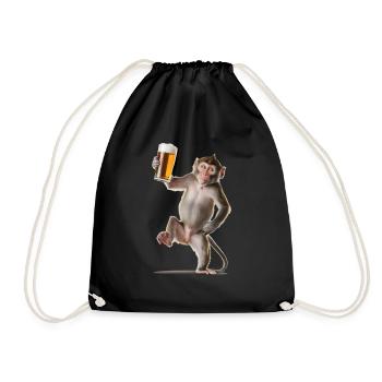 Affe Bier - Turnbeutel - Schwarz - Vorne