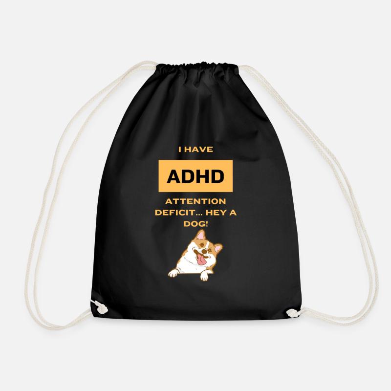 ADHD Dog - Drawstring Bag - black