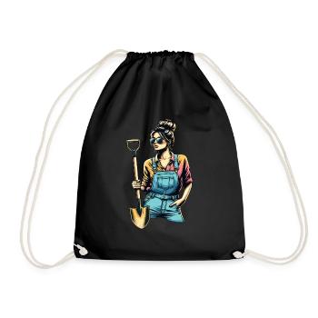 Garten Geschenk Gärtnerin Geburtstag Geschenk - Turnbeutel - Schwarz - Vorne