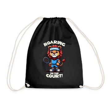 Tennis player lion - Drawstring Bag - black - Front