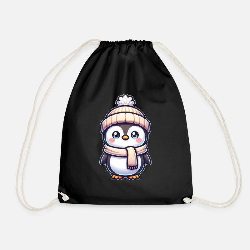 Penguin - Drawstring Bag - black