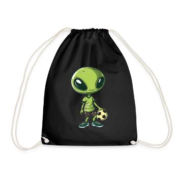 Fußballspielender Alien - Turnbeutel - Schwarz - Vorne