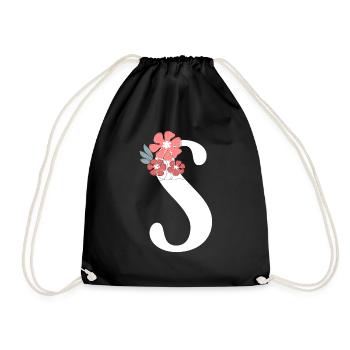 Lettre S fleurs minimalistes - Sac de sport léger - noir - Devant
