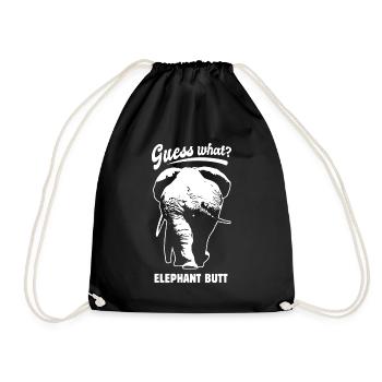Guess what? Elephant Butt - funny saying - Drawstring Bag - black - Front
