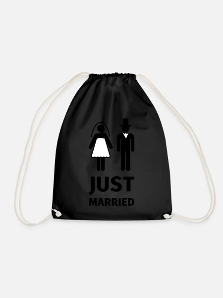 just married - Drawstring Bag - black
