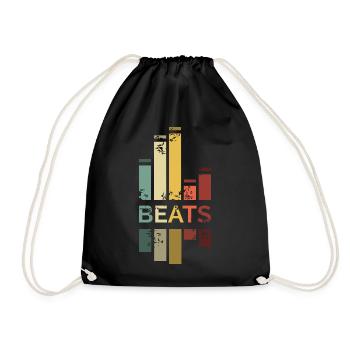 vintage Musik DJ beats Farben retro illustration - Turnbeutel - Schwarz - Vorne