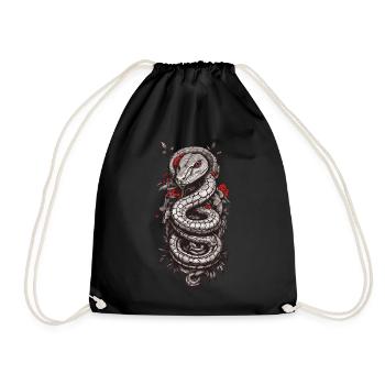 Japanese Tattoo Art Snake Aesthetic Design - Drawstring Bag - black - Front