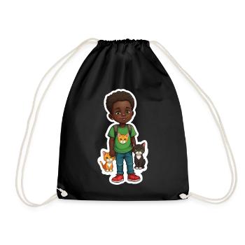 Enfants avec des animaux Conception de dessin animé - Sac de sport léger - noir - Devant