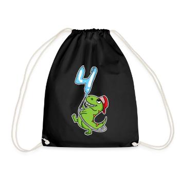 4th Birthday Dinosaur - Drawstring Bag - black - Front
