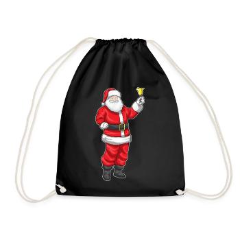 Weihnachtsmann Weihnachten Weihnachtsglocke - Turnbeutel - Schwarz - Vorne
