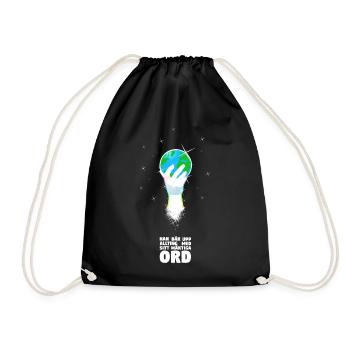 He supports the world - Swedish - Drawstring Bag - black - Front