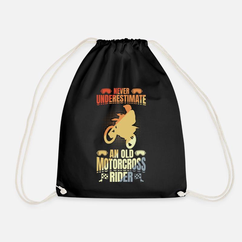 Never underestimate an old motocrosser - Drawstring Bag - black