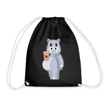 Hippopotamus Coffee to go - Drawstring Bag - black - Front