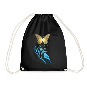 Magic butterfly – symbol of change - Drawstring Bag - black - Front