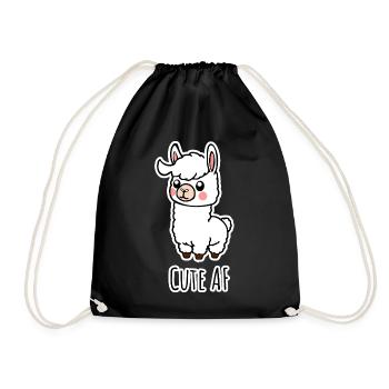 Cute AF! This llama is so damn cute! - Drawstring Bag - black - Front