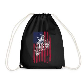 Drapeau américain du vélo de cross, - Sac de sport léger - noir - Devant