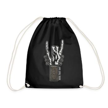 Rock That Shit – Skeleton Hand Guitar Shirt - Drawstring Bag - black - Front