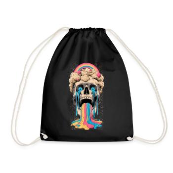 Psychedelischer Totenkopf Regenbogen - Turnbeutel - Schwarz - Vorne